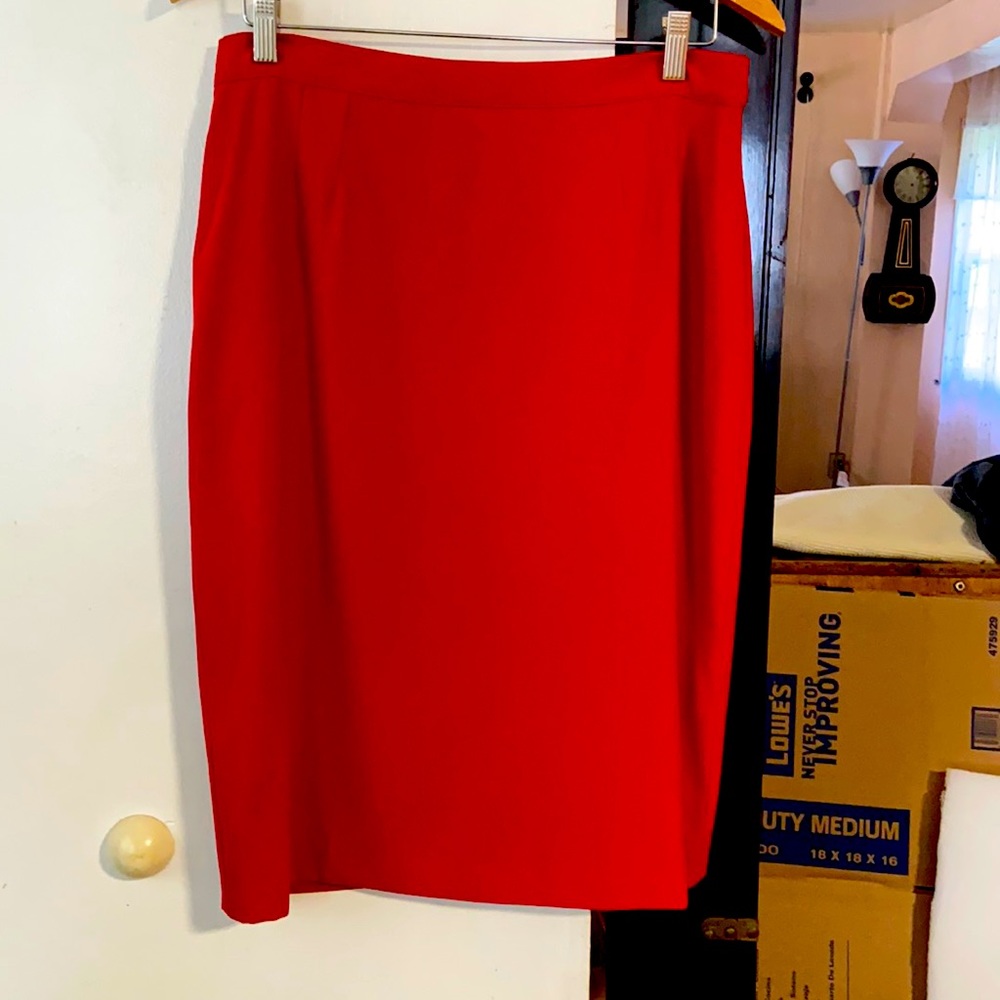Red Gabardine straight skirt New full lining